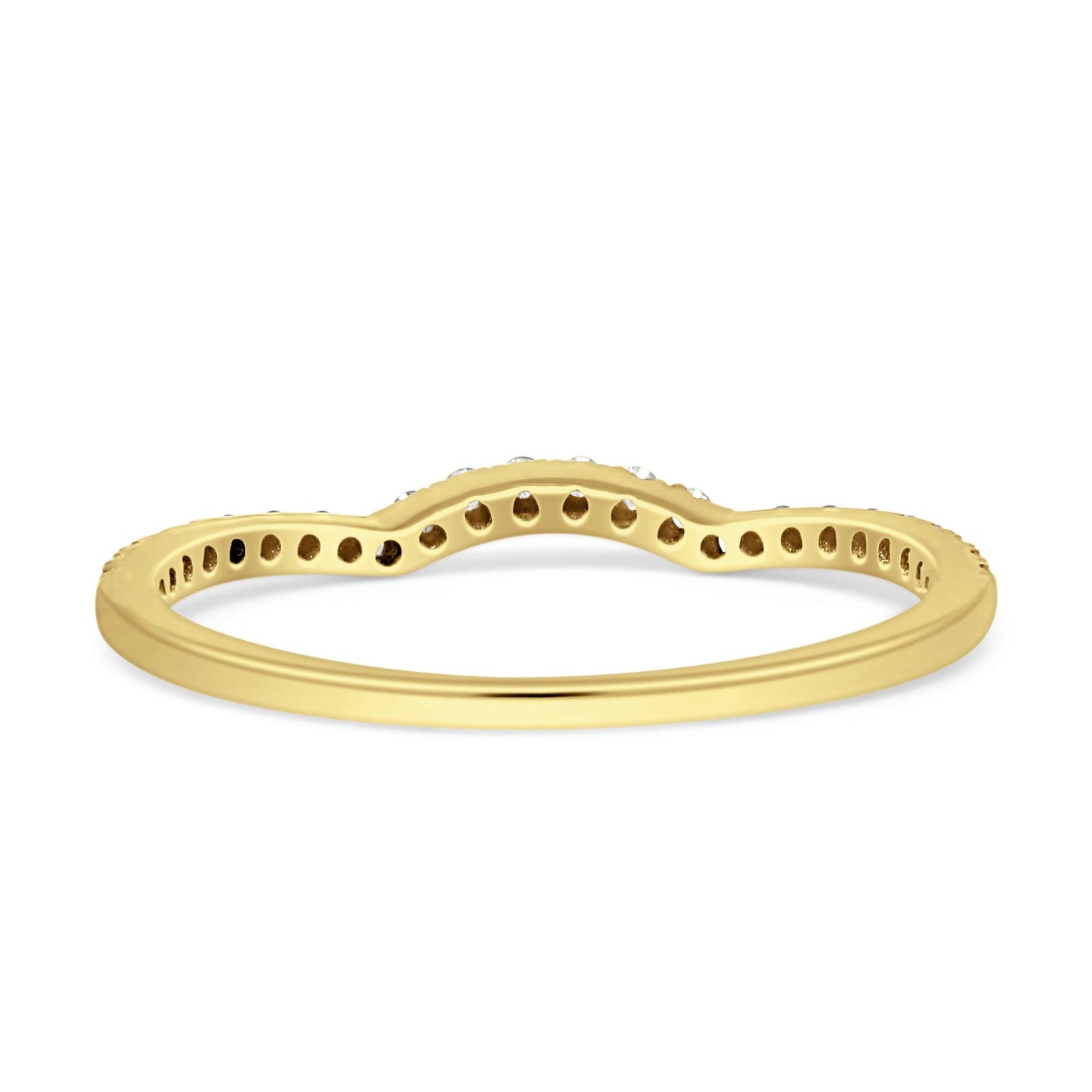 Half Eternity Contour Curved Diamond Wedding Band 14K Yellow Gold 0.13ct Wholesale