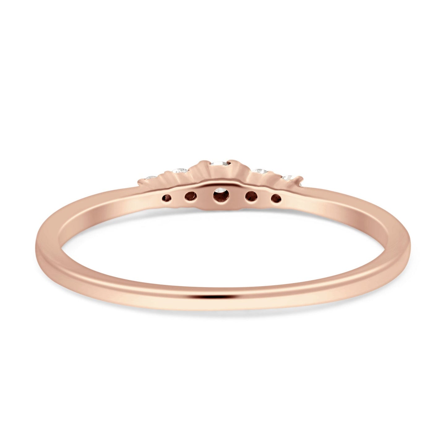 Minimalist Five Round Diamond Stackable Wedding Band 14K Rose Gold 0.10ct Wholesale