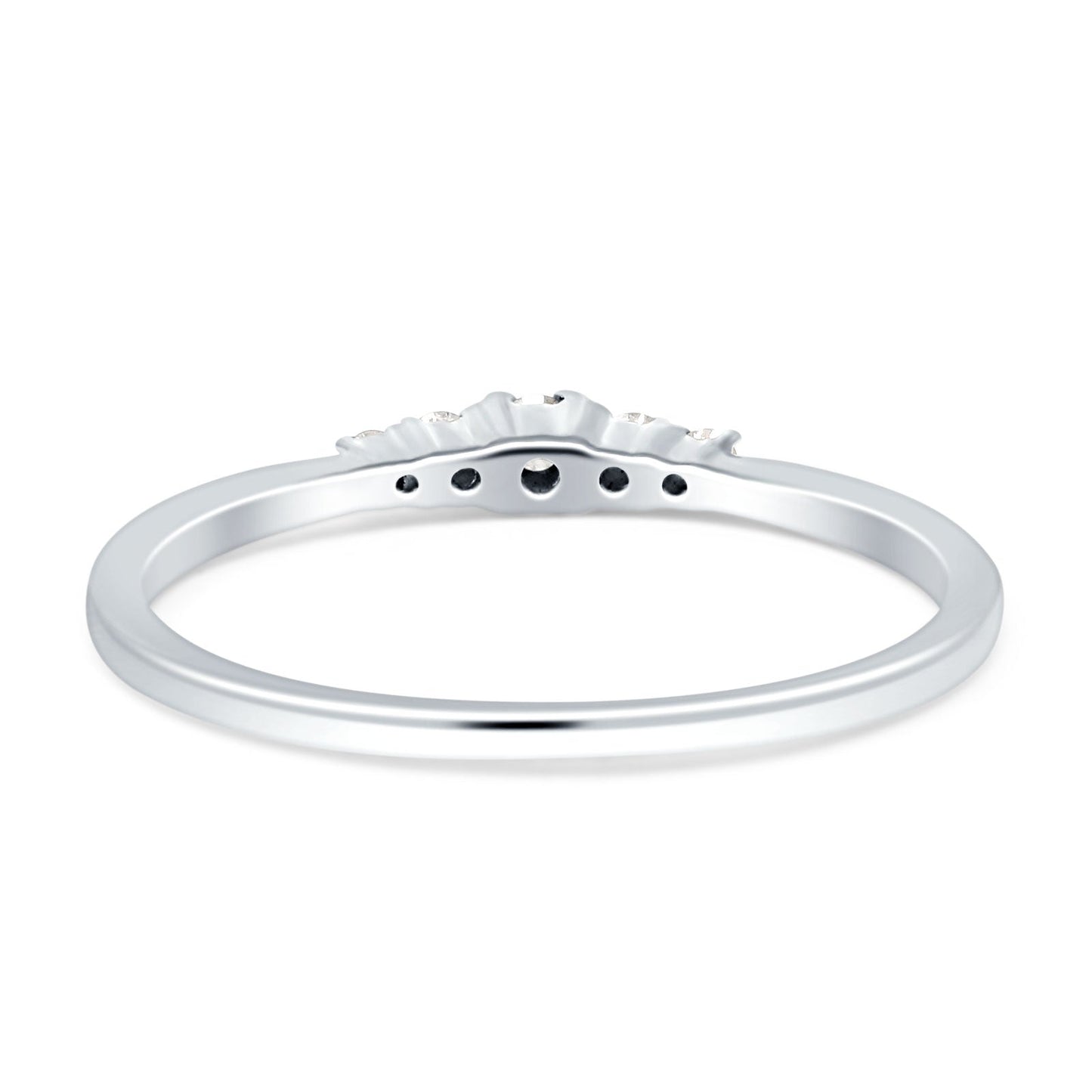 Minimalist Five Round Diamond Stackable Wedding Band 14K White Gold 0.10ct Wholesale