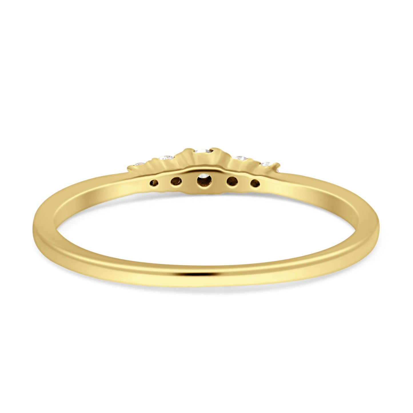 Minimalist Five Round Diamond Stackable Wedding Band 14K Yellow Gold 0.10ct Wholesale