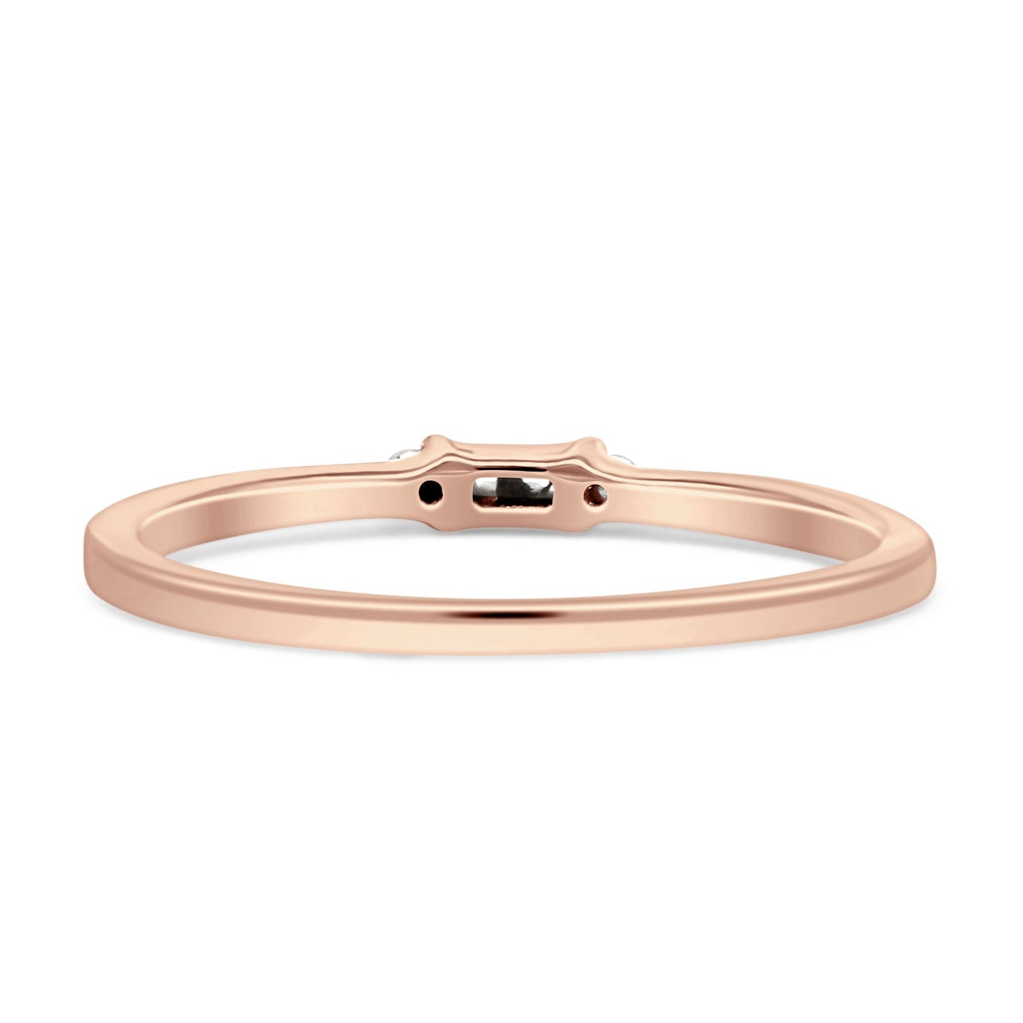 Stacking Baguette And Round Diamond Ring 14K Rose Gold 0.07ct Wholesale