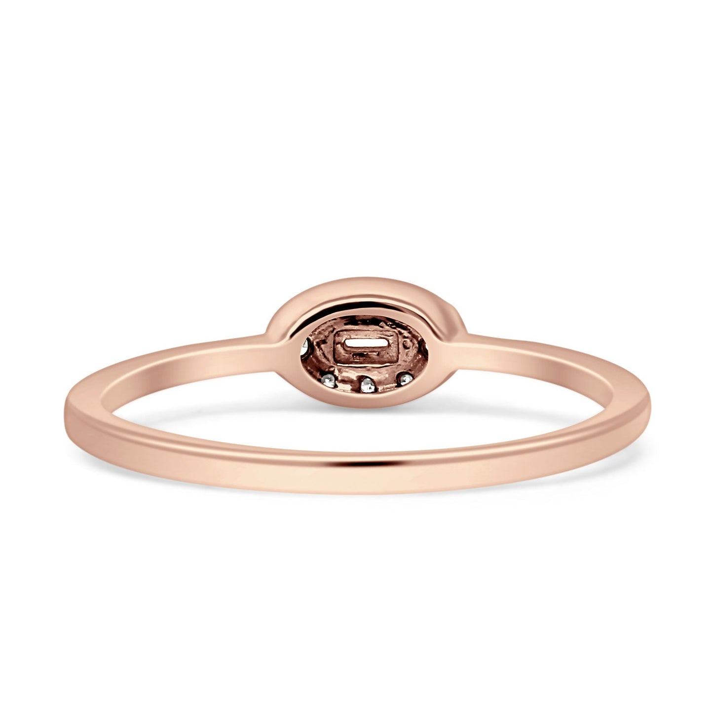 Oval Shaped Diamond Halo Ring 14K Rose Gold 0.15ct Wholesale