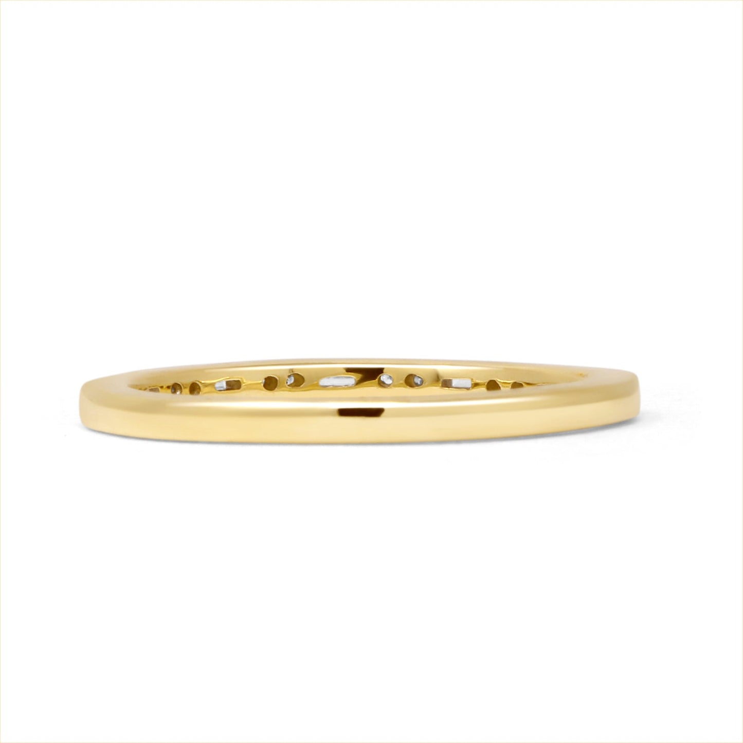 Dainty Round & Baguette 0.17ct Diamond Eternity Ring 14K Yellow Gold Wholesale