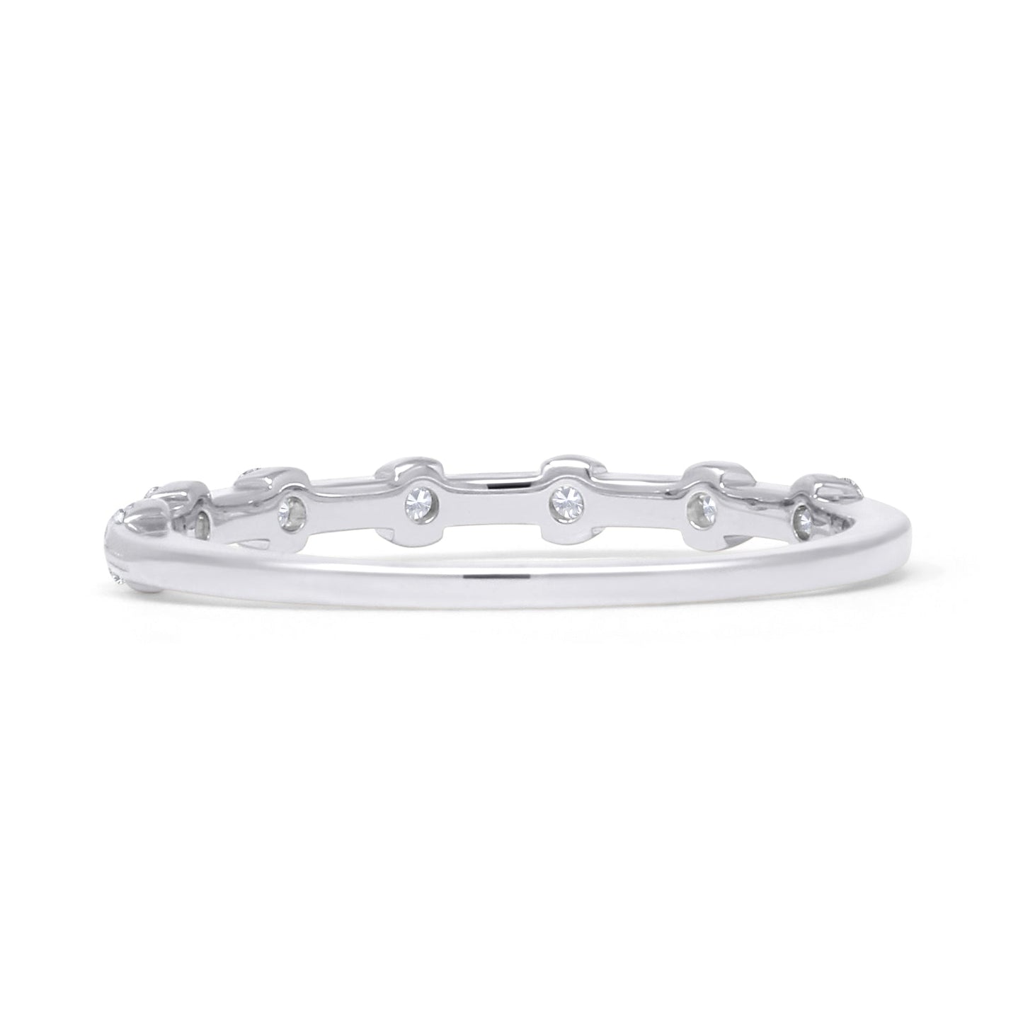 Half Eternity Dash Beaded Band Round Natural Diamond 14K White Gold Wholesale