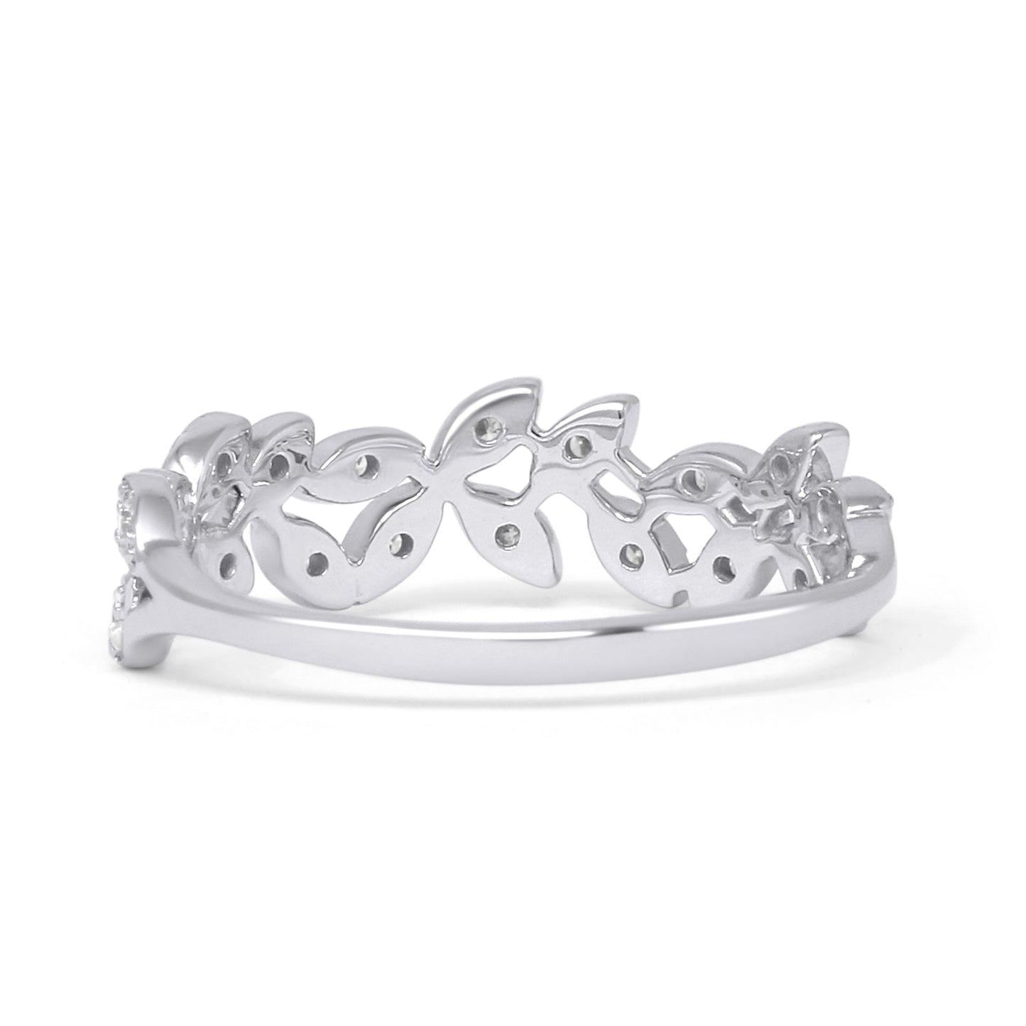 Leaves Branch Style Natural Diamond Wedding Band 14K White Gold Wholesale