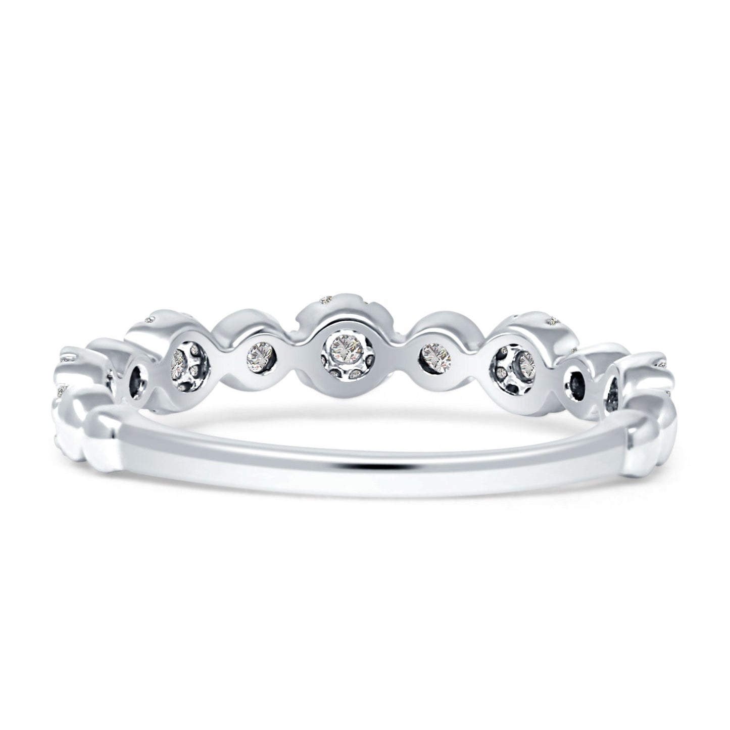 Diamond Flower Ring Half Eternity Stackable 14K White Gold 0.31ct Wholesale