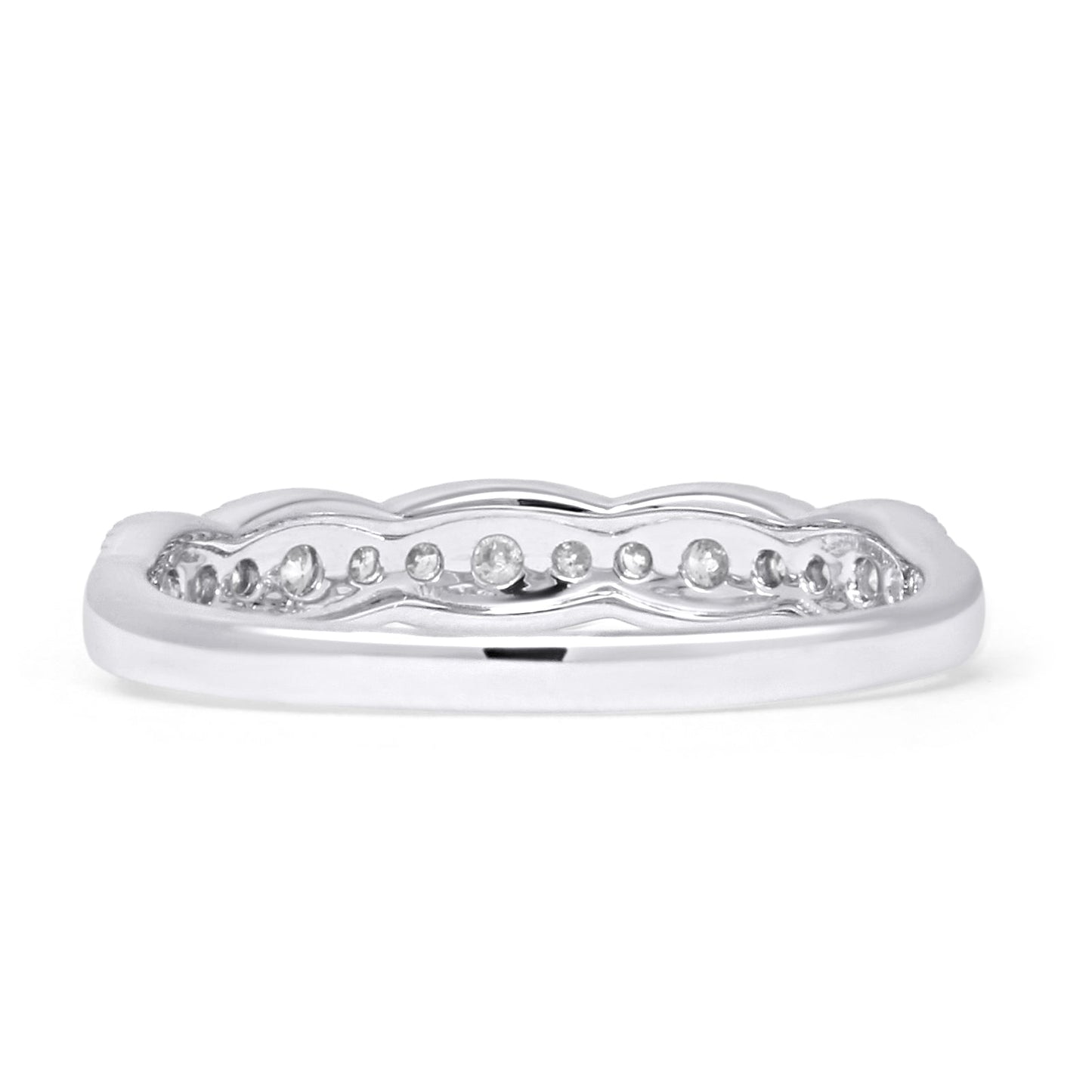 Scallop Edge Half Eternity 0.32ct Diamond Milgrain Wedding Band 14K White Gold Wholesale