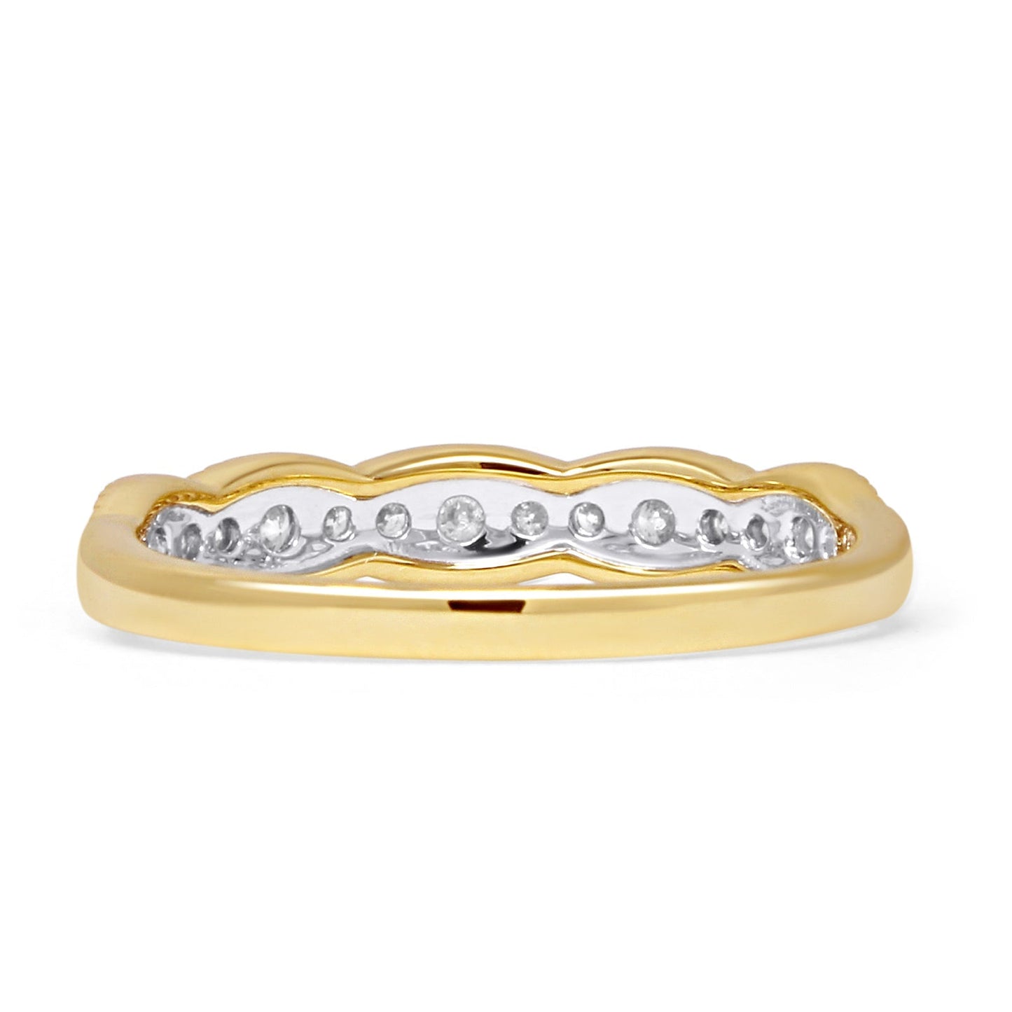 Scallop Edge Half Eternity 0.32ct Diamond Milgrain Wedding Band 14K Yellow Gold Wholesale