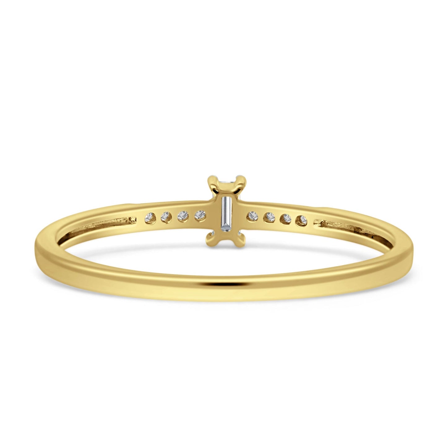 Diamond Baguette Ring Petite Statement 14K Yellow Gold 0.08ct Wholesale