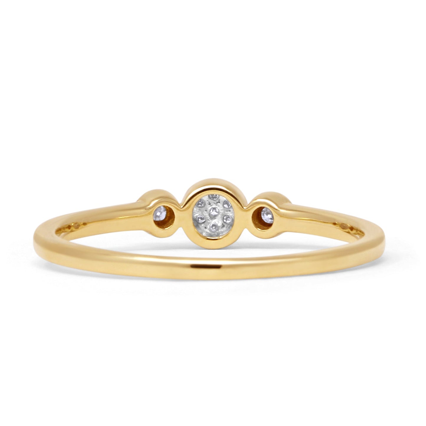 Three Circle Cluster Design Round Natural Diamond Ring 14K Yellow Gold Wholesale