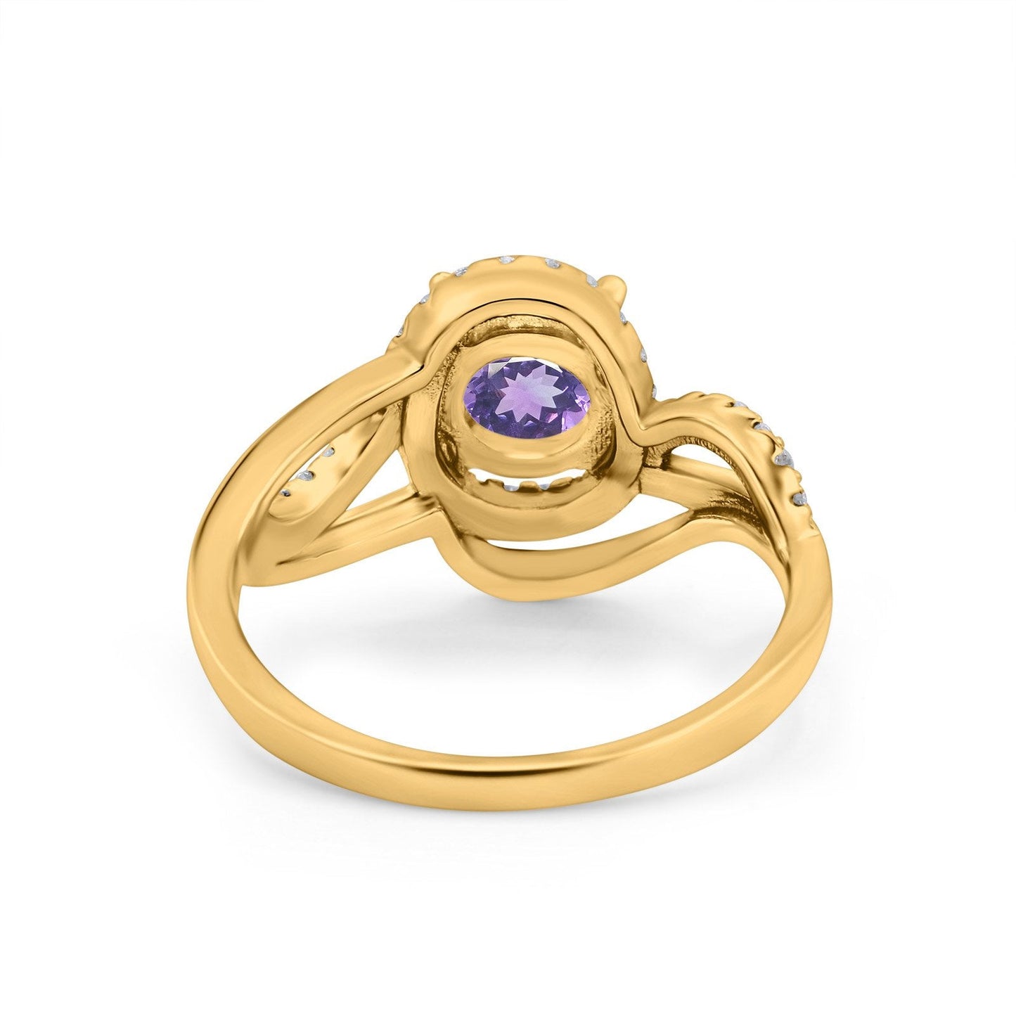 14K Yellow Gold 1.49ct Art Deco Round 7mm G SI Natural Amethyst Diamond Engagement Wedding Ring Size 6.5