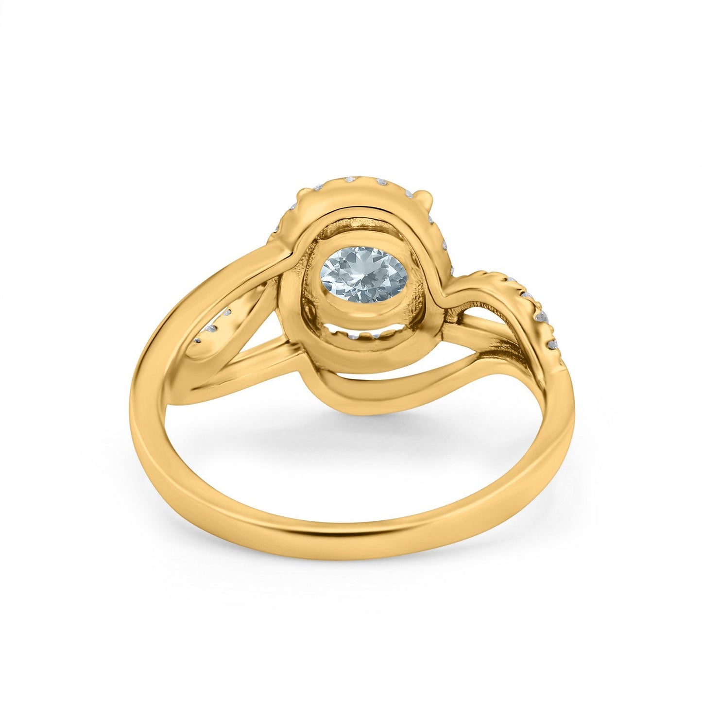 14K Yellow Gold 1.49ct Art Deco Round 7mm G SI Natural Aquamarine Diamond Engagement Wedding Ring Size 6.5