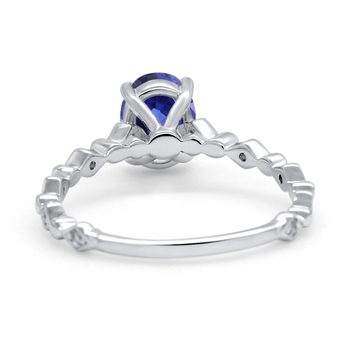 14K White Gold 1.29ct Oval Nano Blue Sapphire G SI Diamond Engagement Ring Size 6.5