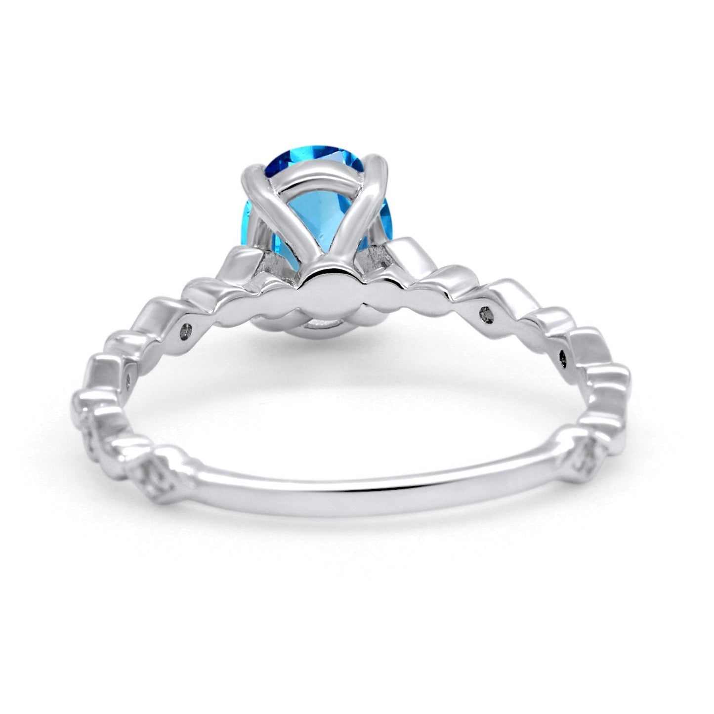 Bague de fiançailles en or blanc 14 carats avec topaze bleue suisse ovale naturelle de 1,29 ct et diamant G SI, taille 6,5