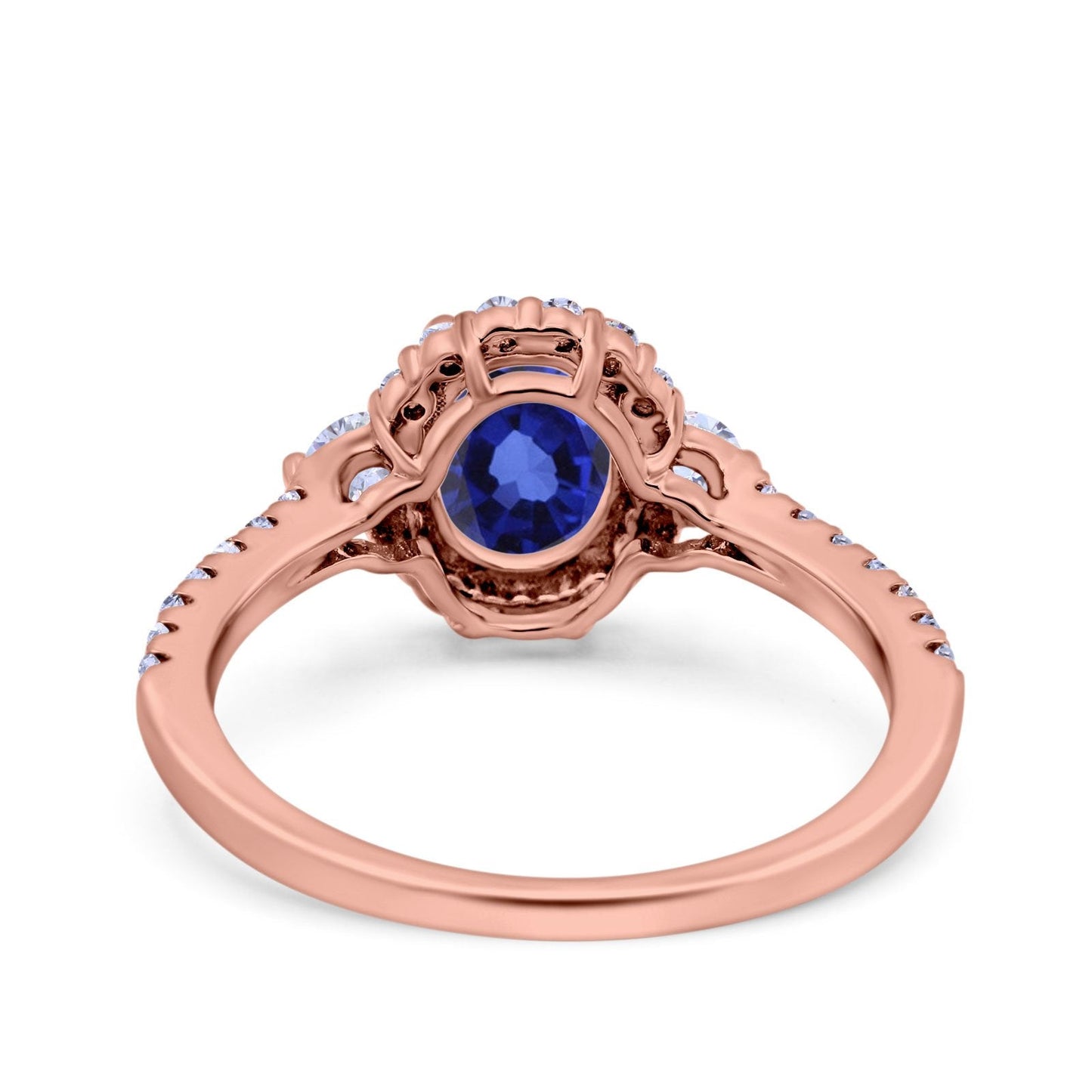 14K Rose Gold 1.68ct Oval Nano Blue Sapphire G SI Diamond Engagement Ring Size 6.5