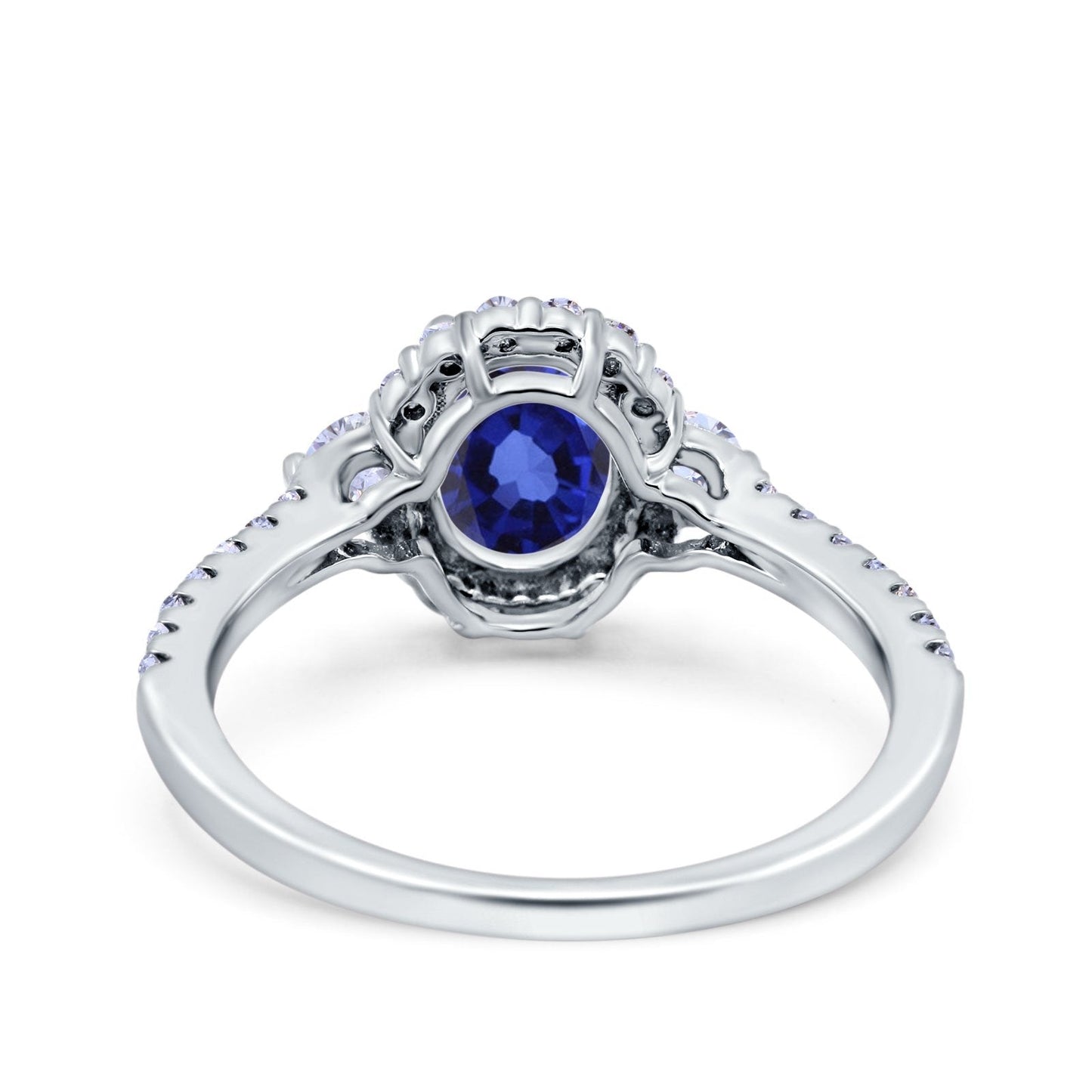 14K White Gold 1.68ct Oval Nano Blue Sapphire G SI Diamond Engagement Ring Size 6.5