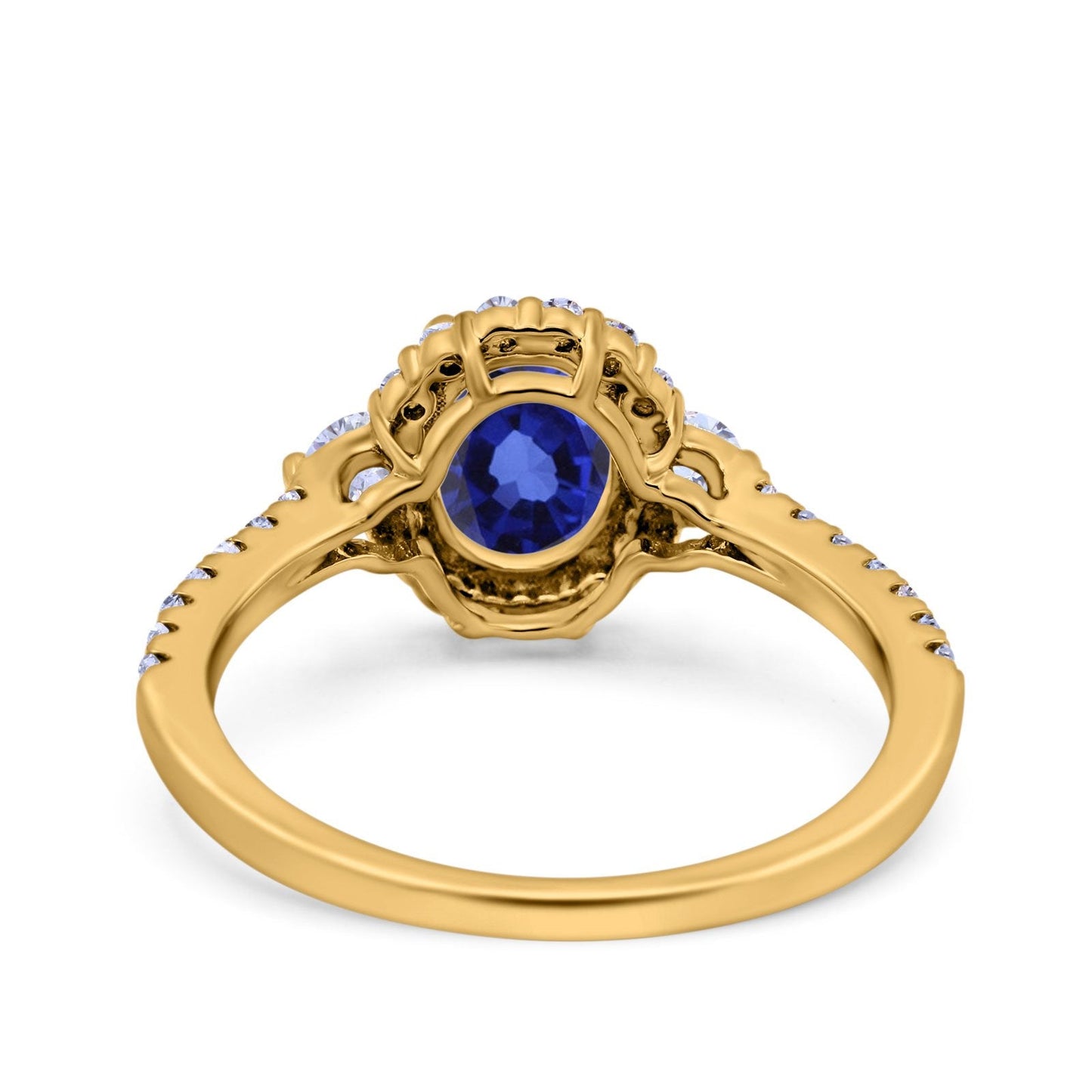 14K Yellow Gold 1.68ct Oval Nano Blue Sapphire G SI Diamond Engagement Ring Size 6.5