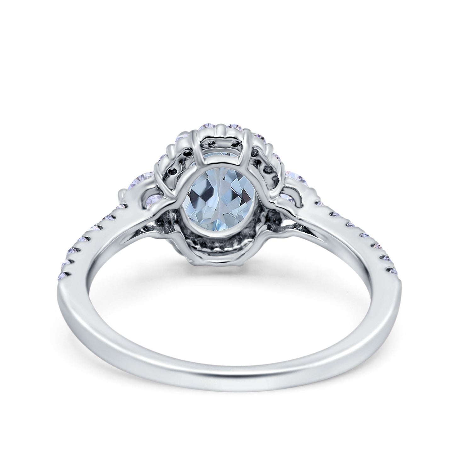 14K White Gold 1.68ct Oval Natural Aquamarine G SI Diamond Engagement Ring Size 6.5