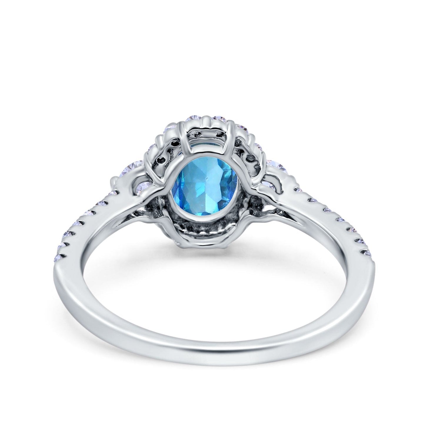 Bague de fiançailles en or blanc 14 carats avec topaze bleue suisse ovale naturelle de 1,68 ct et diamant G SI, taille 6,5