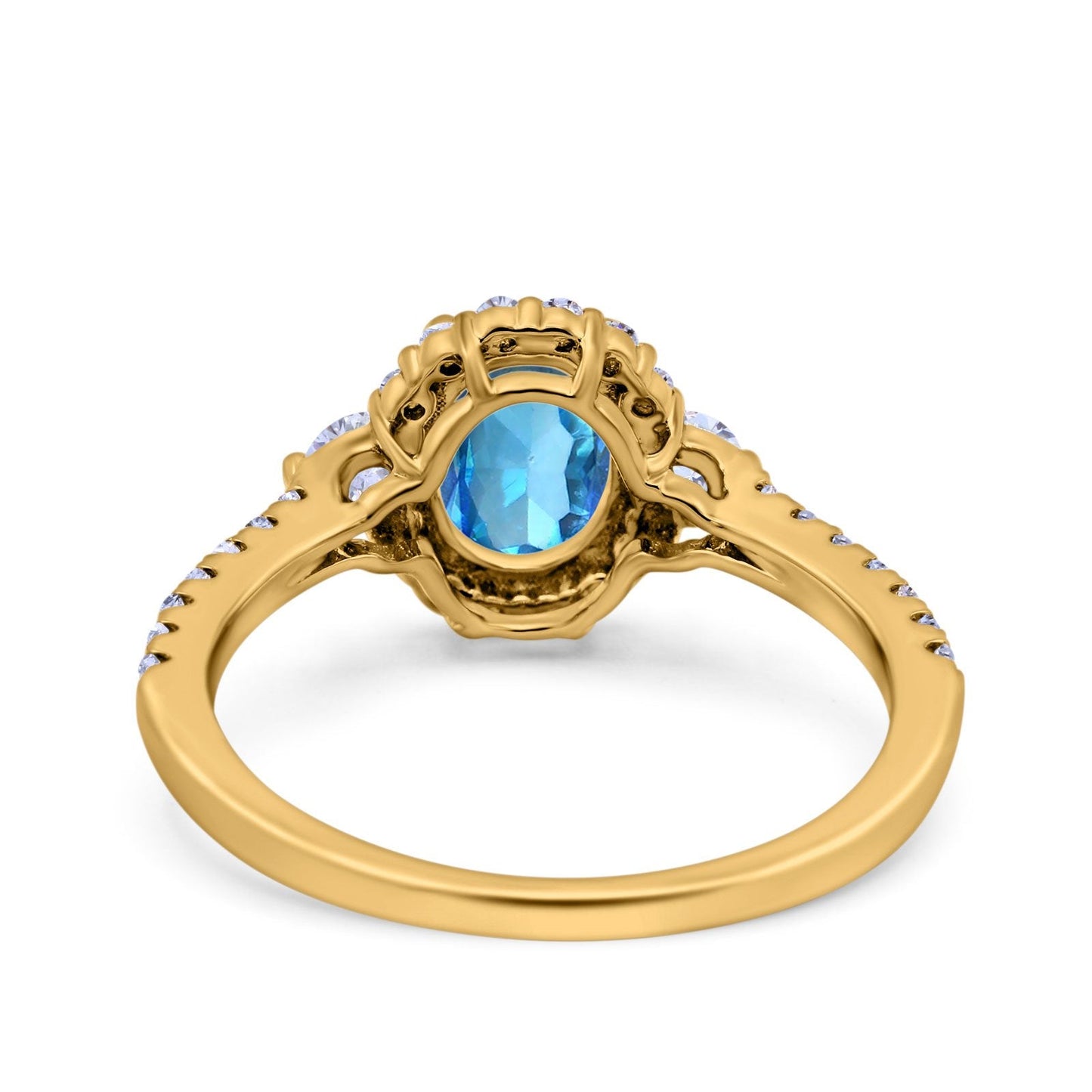 14K Yellow Gold 1.68ct Oval Natural Swiss Blue Topaz G SI Diamond Engagement Ring Size 6.5