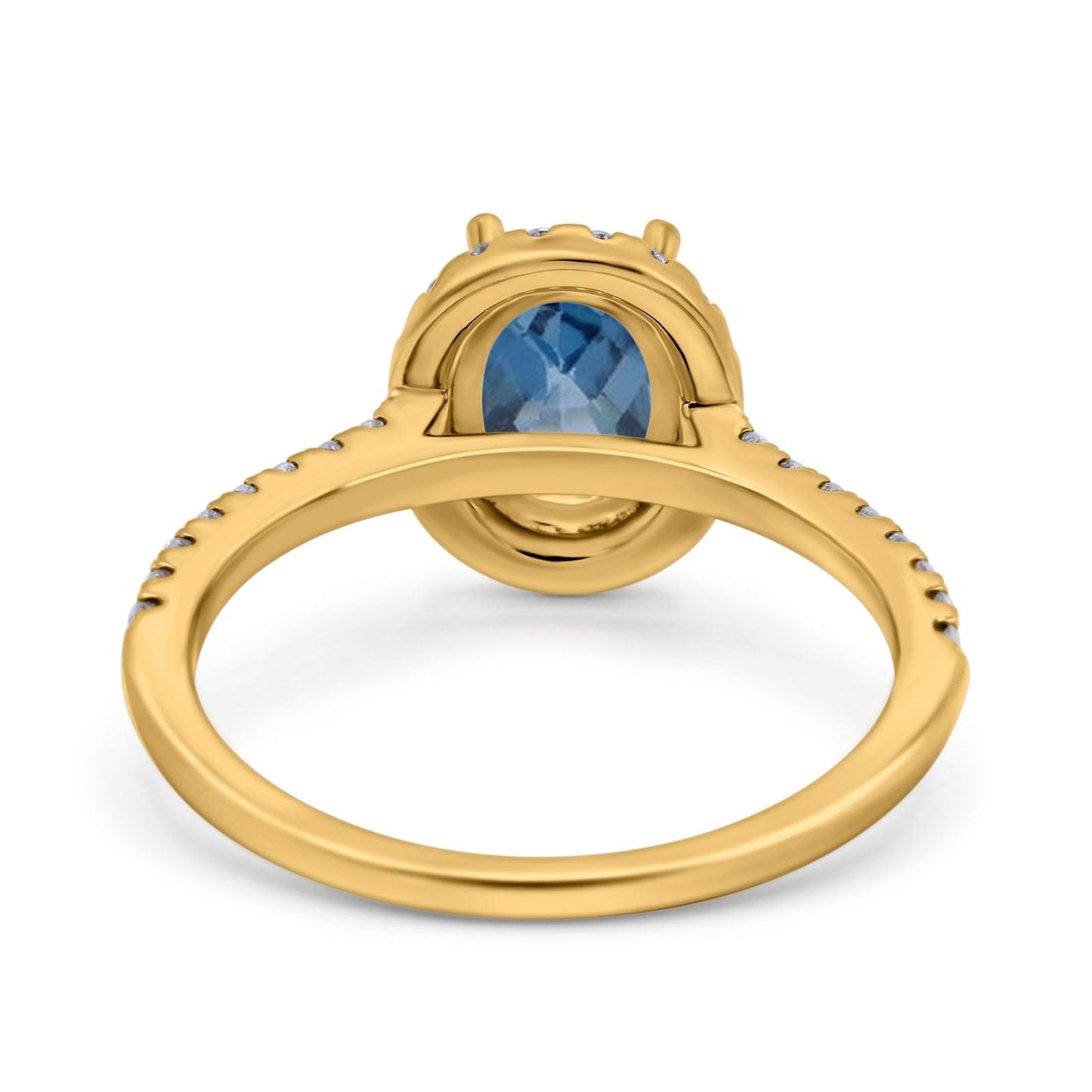 14K Yellow Gold 0.93ct Oval London Blue Topaz G SI Diamond Engagement Ring Size 6.5