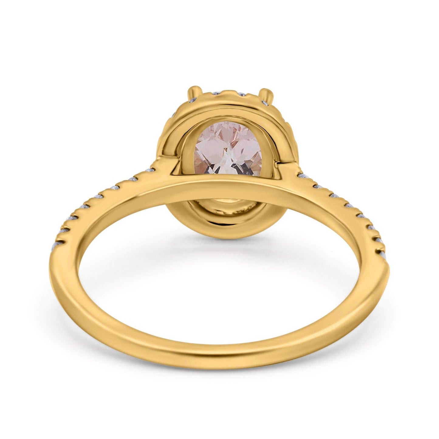 14K Yellow Gold 0.93ct Oval Natural Morganite G SI Diamond Engagement Ring Size 6.5