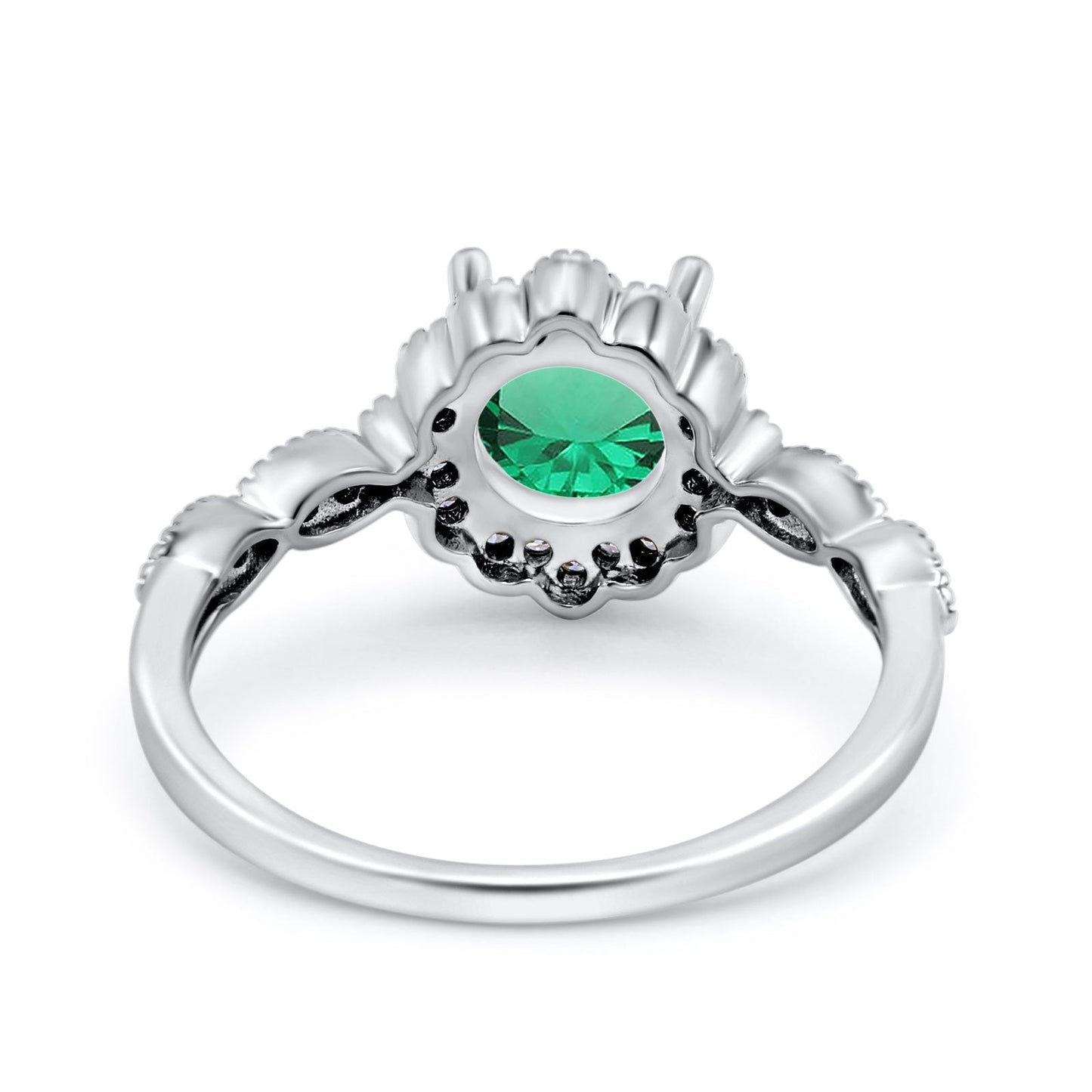 14K White Gold Round Nano Emerald 1.44ct G SI Diamond Engagement Ring Size 6.5