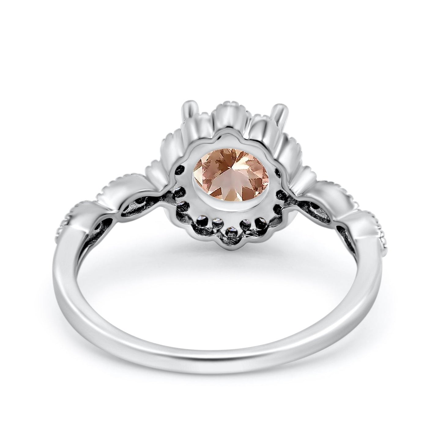 14K White Gold Round Natural Morganite 1.44ct G SI Diamond Engagement Ring Size 6.5