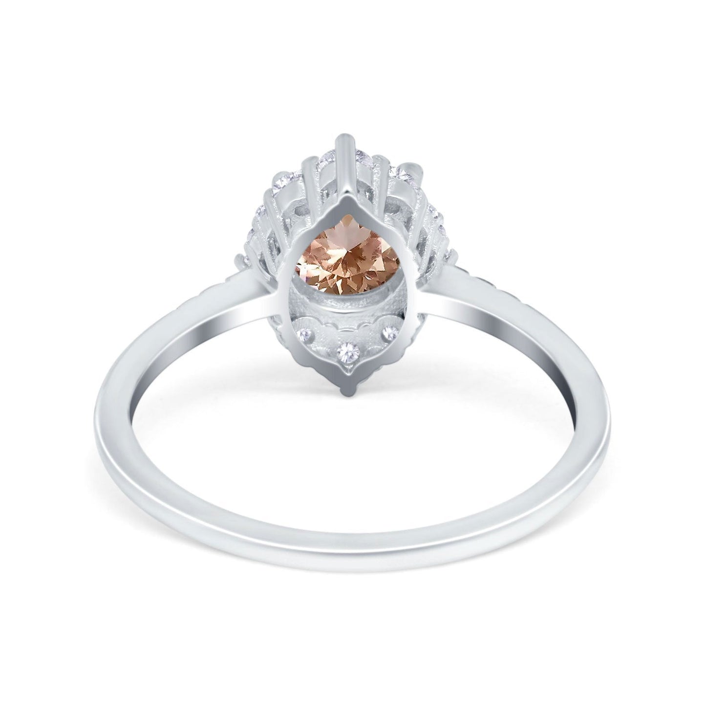 14K White Gold 1.61ct Halo Vintage Round 7mm G SI Natural Morganite Diamond Engagement Wedding Ring Size 6.5