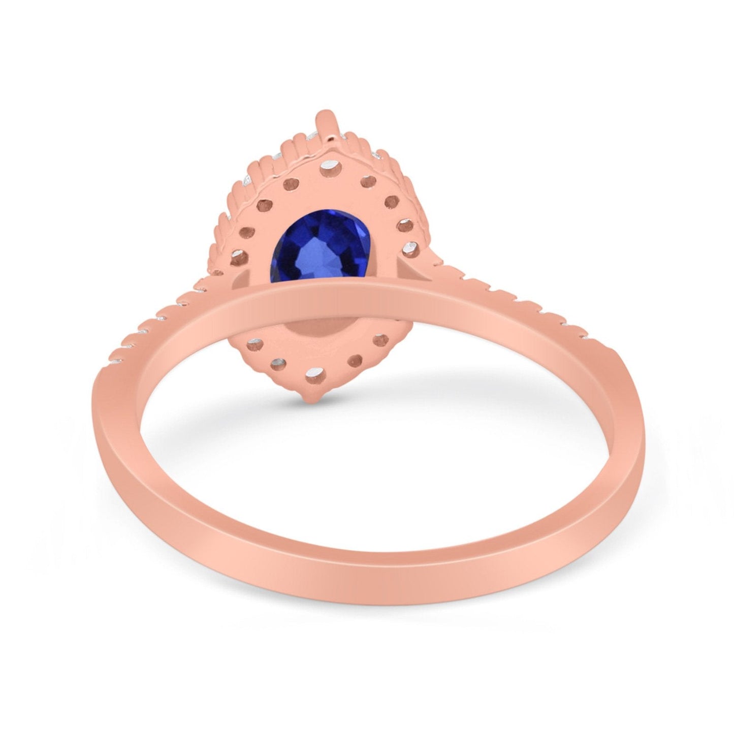 14K Rose Gold 1.53ct Oval Nano Blue Sapphire G SI Diamond Engagement Ring Size 6.5