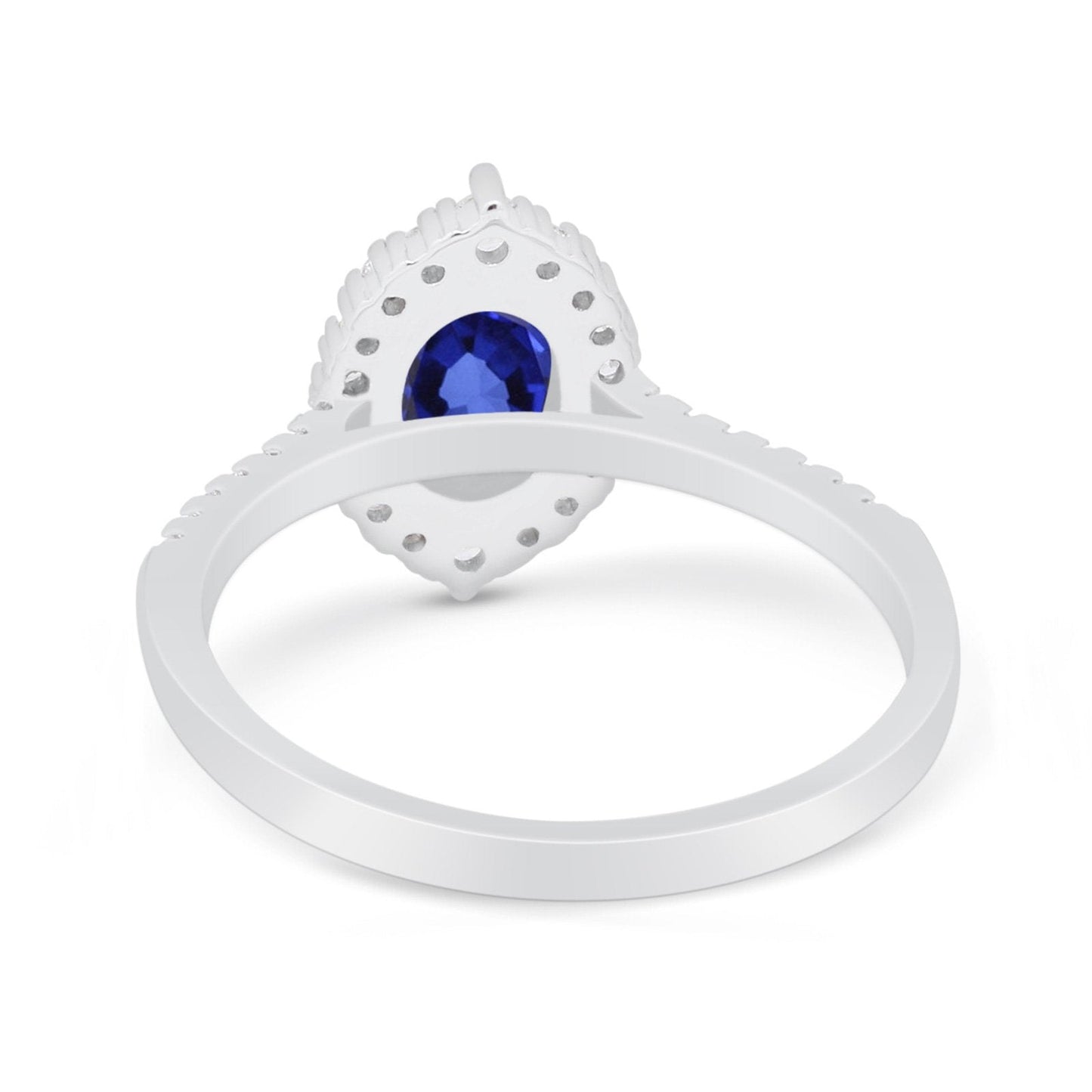 14K White Gold 1.53ct Oval Nano Blue Sapphire G SI Diamond Engagement Ring Size 6.5