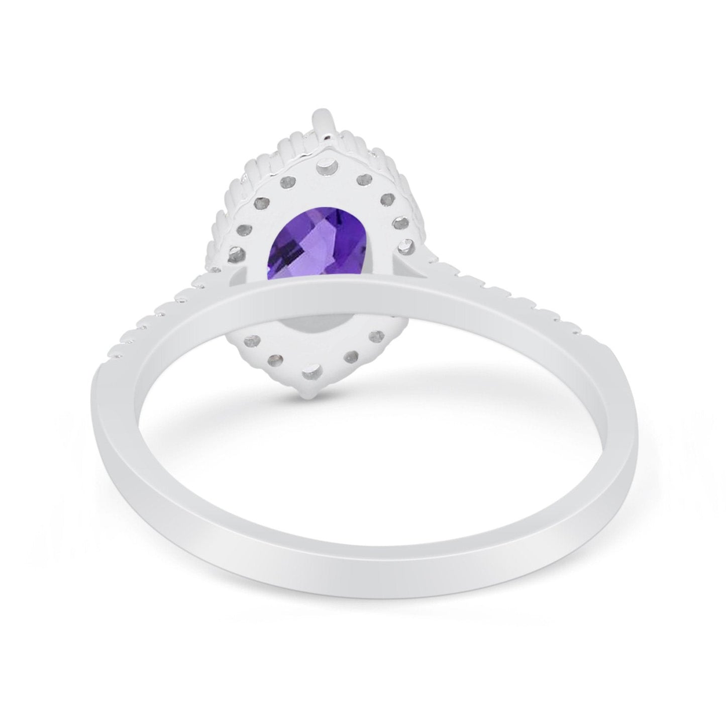 14K White Gold 1.53ct Oval Natural Amethyst G SI Diamond Engagement Ring Size 6.5