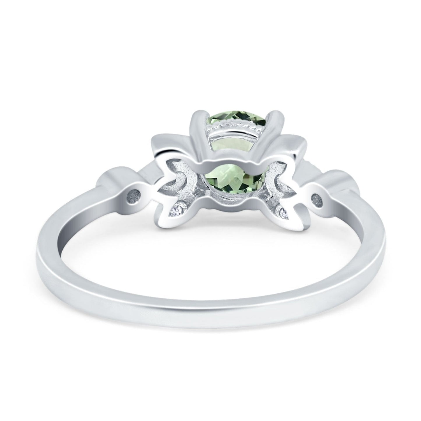 Bague de fiançailles en or blanc 14 carats avec diamant rond de 7 mm et améthyste verte naturelle G SI de 1,37 ct, taille 6,5