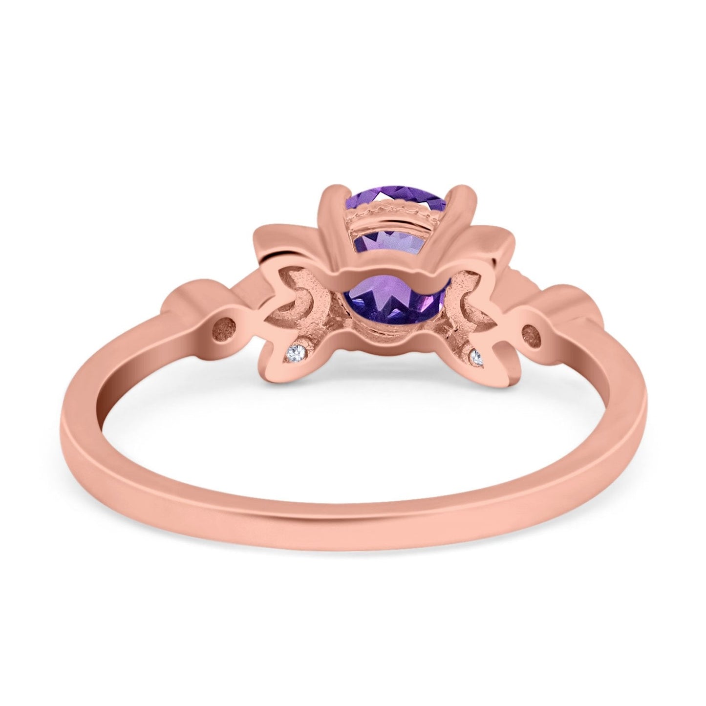 14K Rose Gold 1.37ct Round 7mm G SI Natural Amethyst Diamond Engagement Wedding Ring Size 6.5