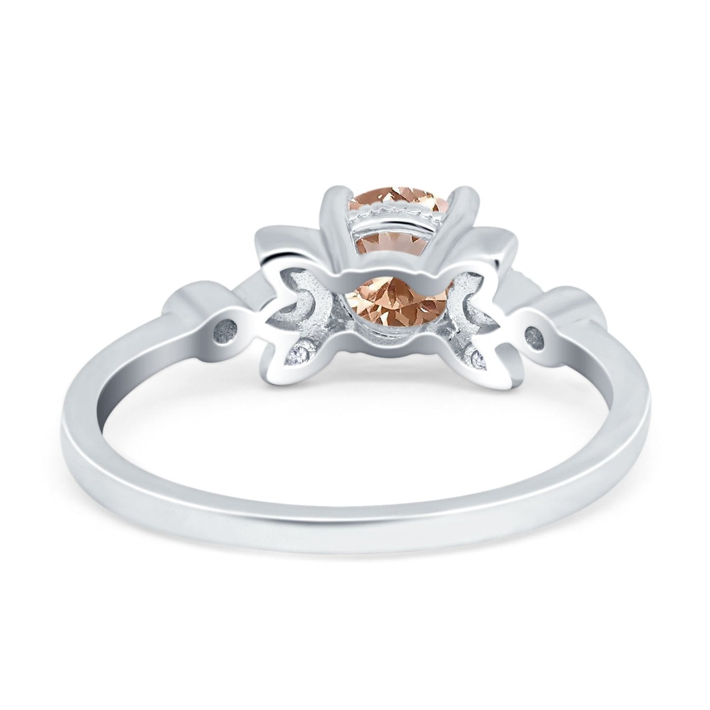 14K White Gold 1.37ct Round 7mm G SI Natural Morganite Diamond Engagement Wedding Ring Size 6.5