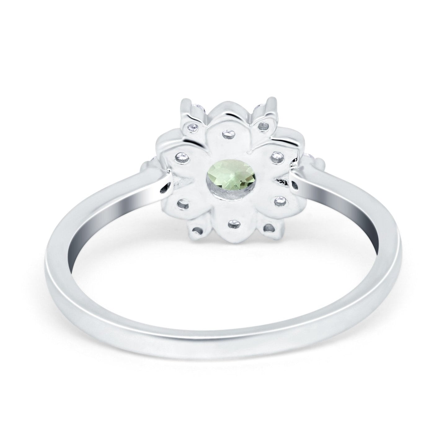 14K White Gold 1.01ct Round 6mm G SI Natural Green Amethyst Diamond Engagement Wedding Ring Size 6.5