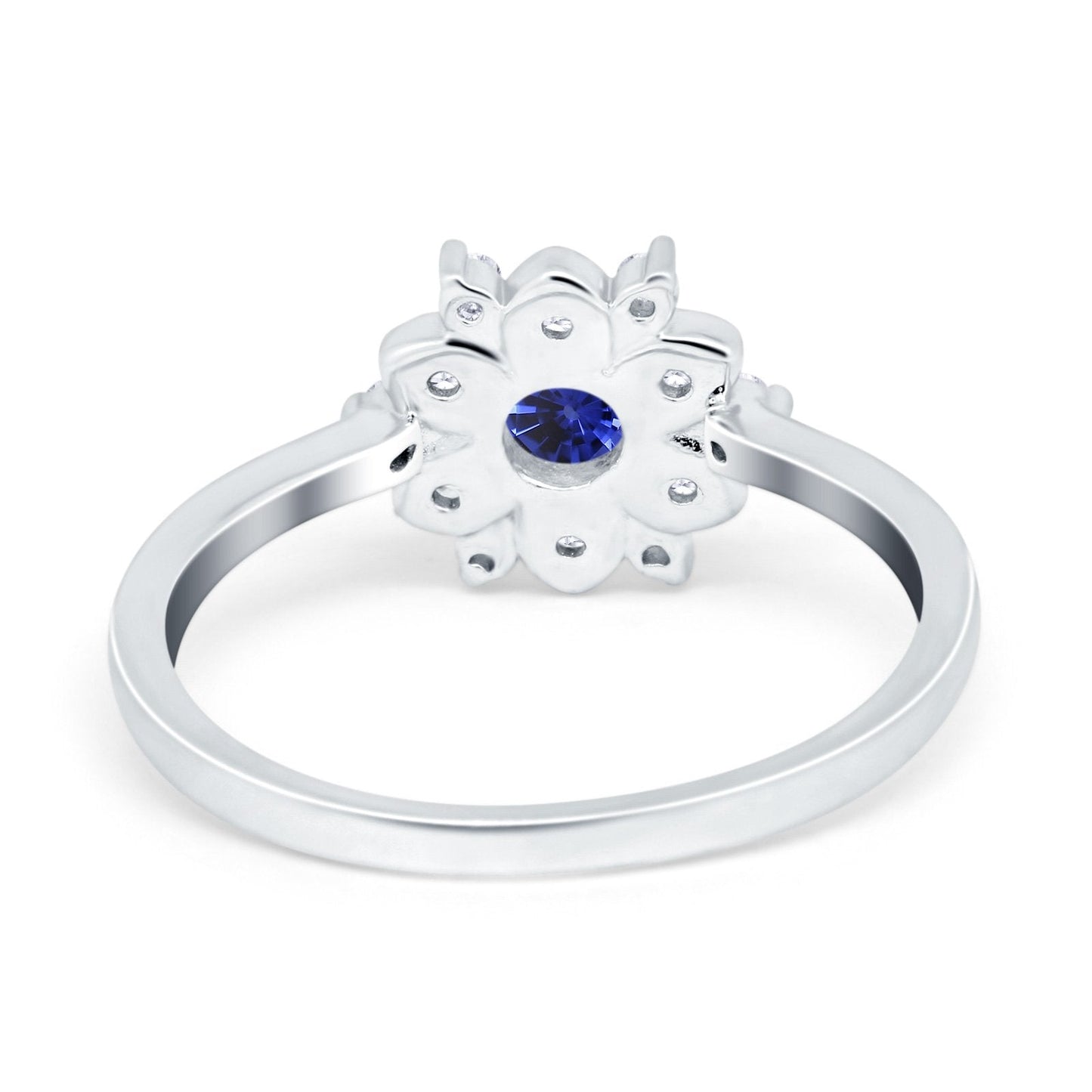 14K White Gold 1.01ct Round 6mm G SI Nano Blue Sapphire Diamond Engagement Wedding Ring Size 6.5