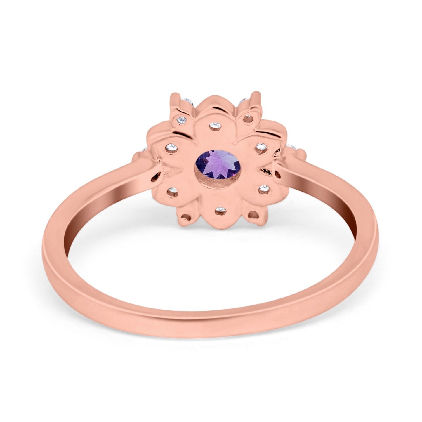 14K Rose Gold 1.01ct Round 6mm G SI Natural Amethyst Diamond Engagement Wedding Ring Size 6.5