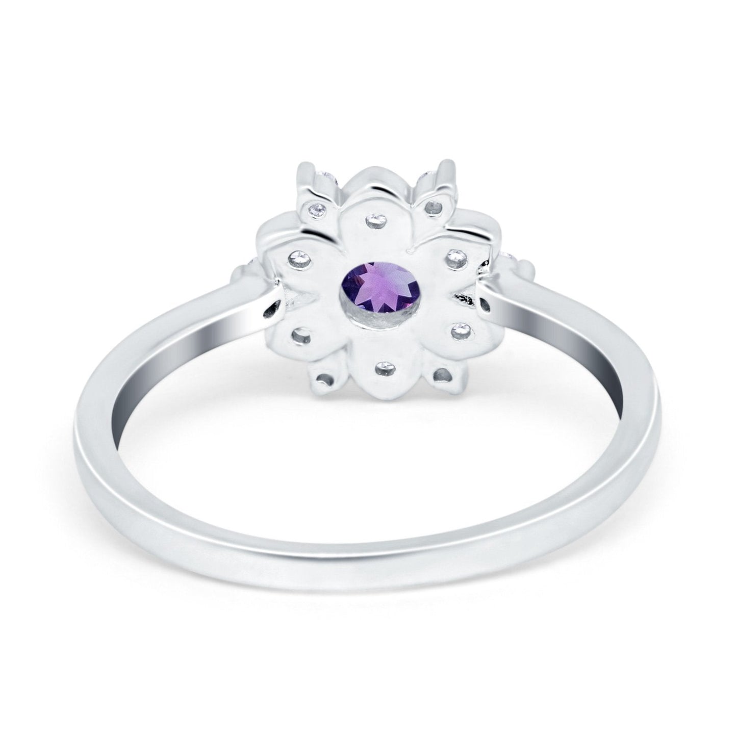 14K White Gold 1.01ct Round 6mm G SI Natural Amethyst Diamond Engagement Wedding Ring Size 6.5