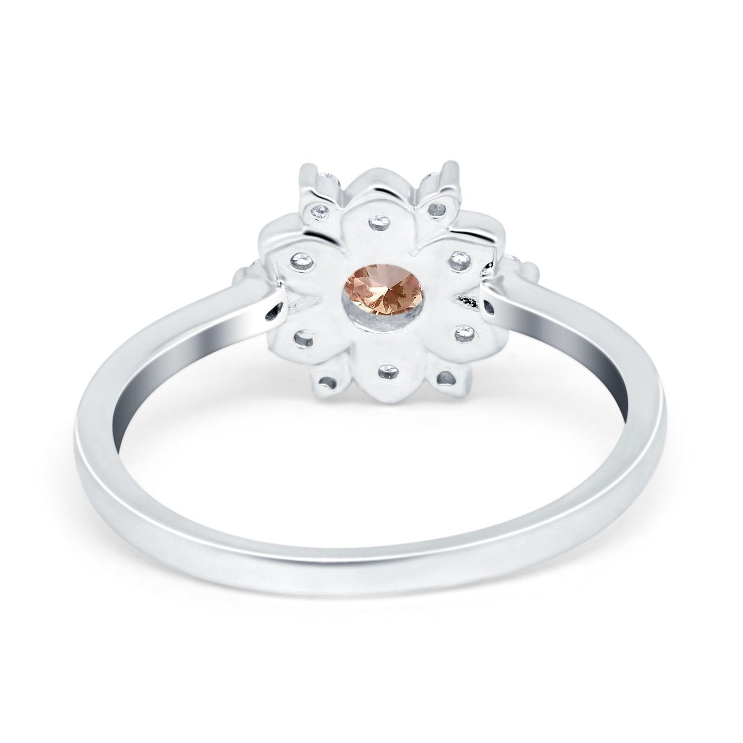 14K White Gold 1.01ct Round 6mm G SI Natural Morganite Diamond Engagement Wedding Ring Size 6.5