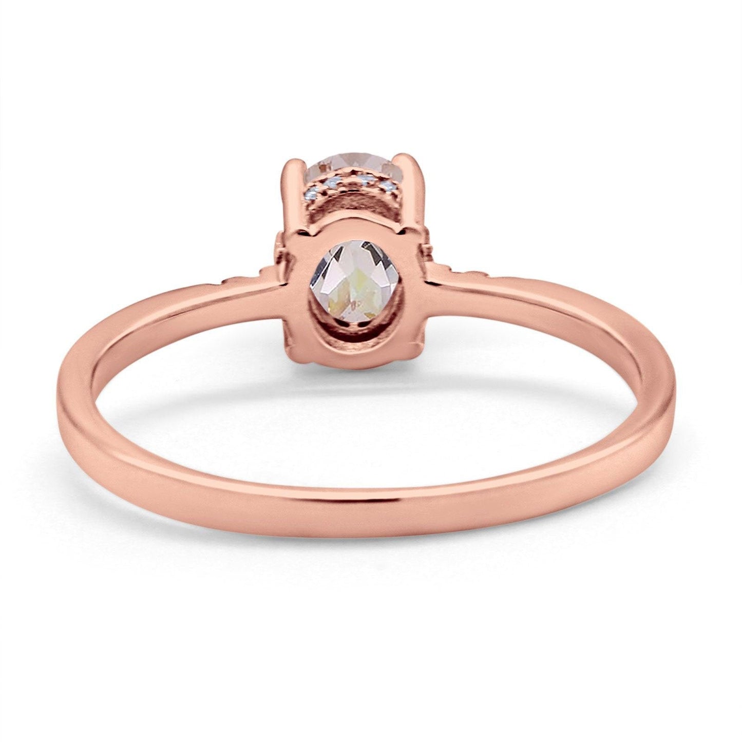 14K Rose Gold 1.28ct Oval 8mmx6mm G SI Natural Morganite Diamond Engagement Wedding Ring Size 6.5