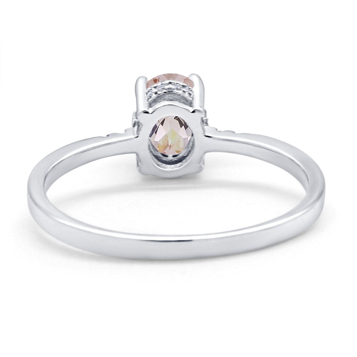 14K White Gold 1.28ct Oval 8mmx6mm G SI Natural Morganite Diamond Engagement Wedding Ring Size 6.5