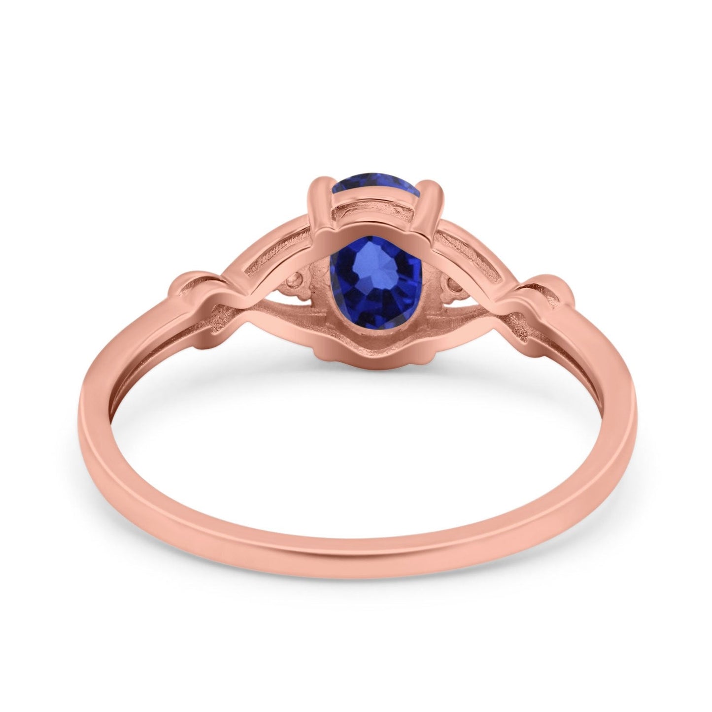 14K Rose Gold 1.24ct Oval Filigree Infinity 8mmx6mm G SI Nano Blue Sapphire Diamond Engagement Wedding Ring Size 6.5