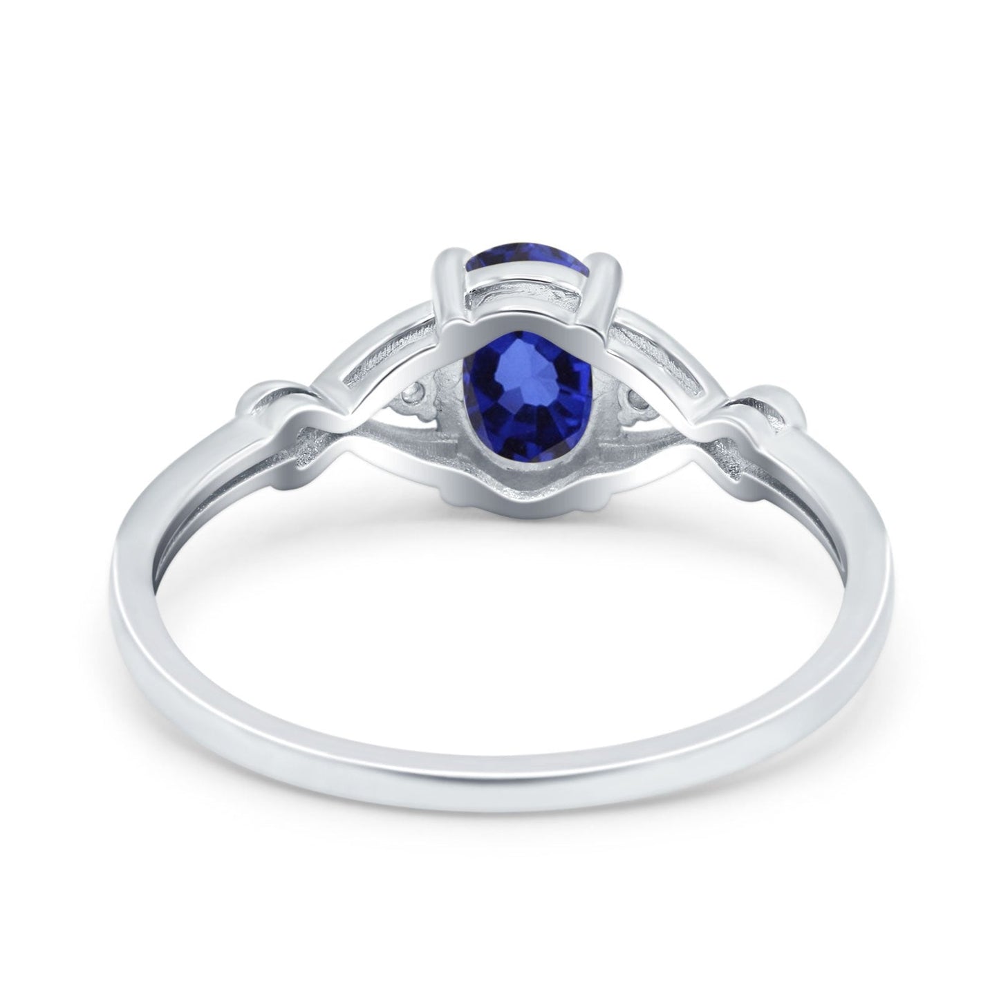 14K White Gold 1.24ct Oval Filigree Infinity 8mmx6mm G SI Nano Blue Sapphire Diamond Engagement Wedding Ring Size 6.5