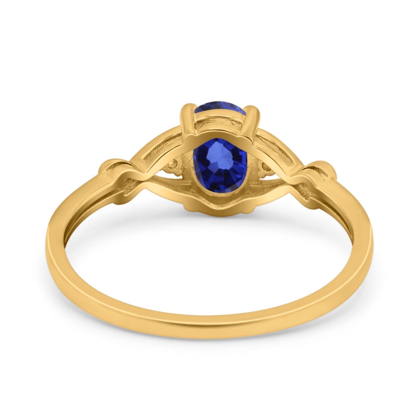 14K Yellow Gold 1.24ct Oval Filigree Infinity 8mmx6mm G SI Nano Blue Sapphire Diamond Engagement Wedding Ring Size 6.5