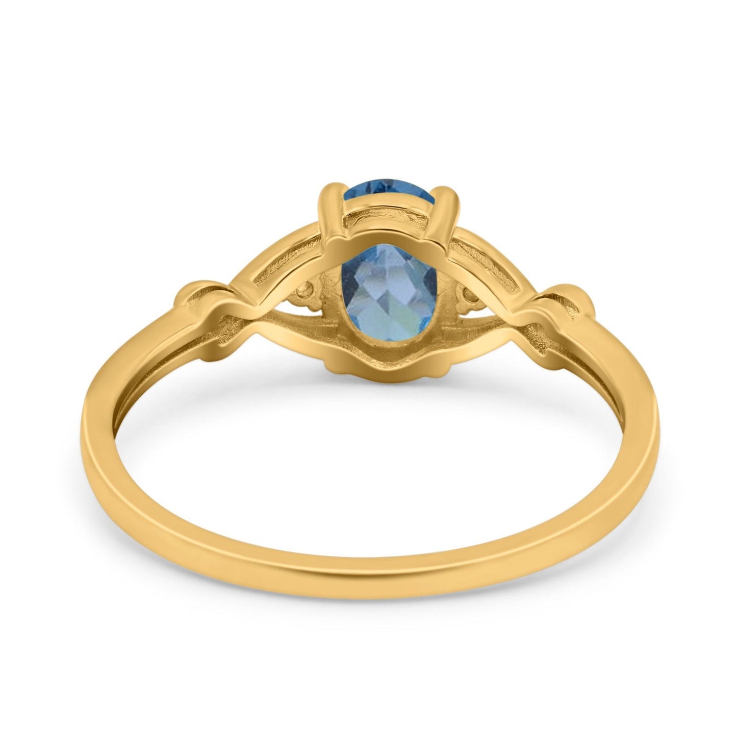 14K Yellow Gold 1.24ct Oval Filigree Infinity 8mmx6mm G SI London Blue Topaz Diamond Engagement Wedding Ring Size 6.5