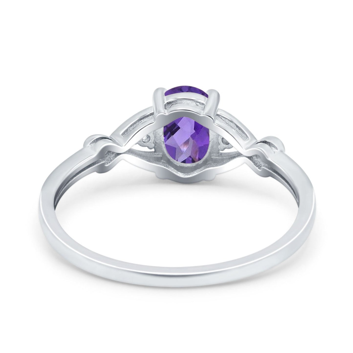 14K White Gold 1.24ct Oval Filigree Infinity 8mmx6mm G SI Natural Amethyst Diamond Engagement Wedding Ring Size 6.5