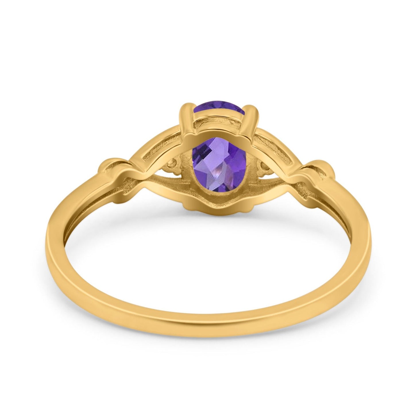 14K Yellow Gold 1.24ct Oval Filigree Infinity 8mmx6mm G SI Natural Amethyst Diamond Engagement Wedding Ring Size 6.5