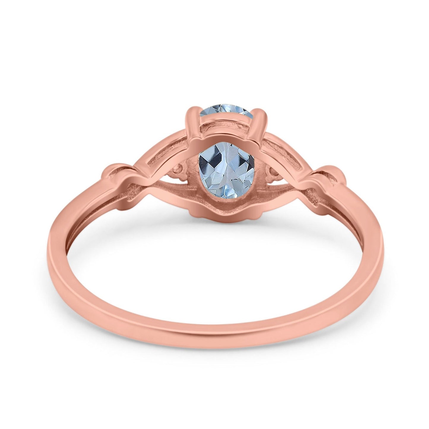 14K Rose Gold 1.24ct Oval Filigree Infinity 8mmx6mm G SI Natural Aquamarine Diamond Engagement Wedding Ring Size 6.5