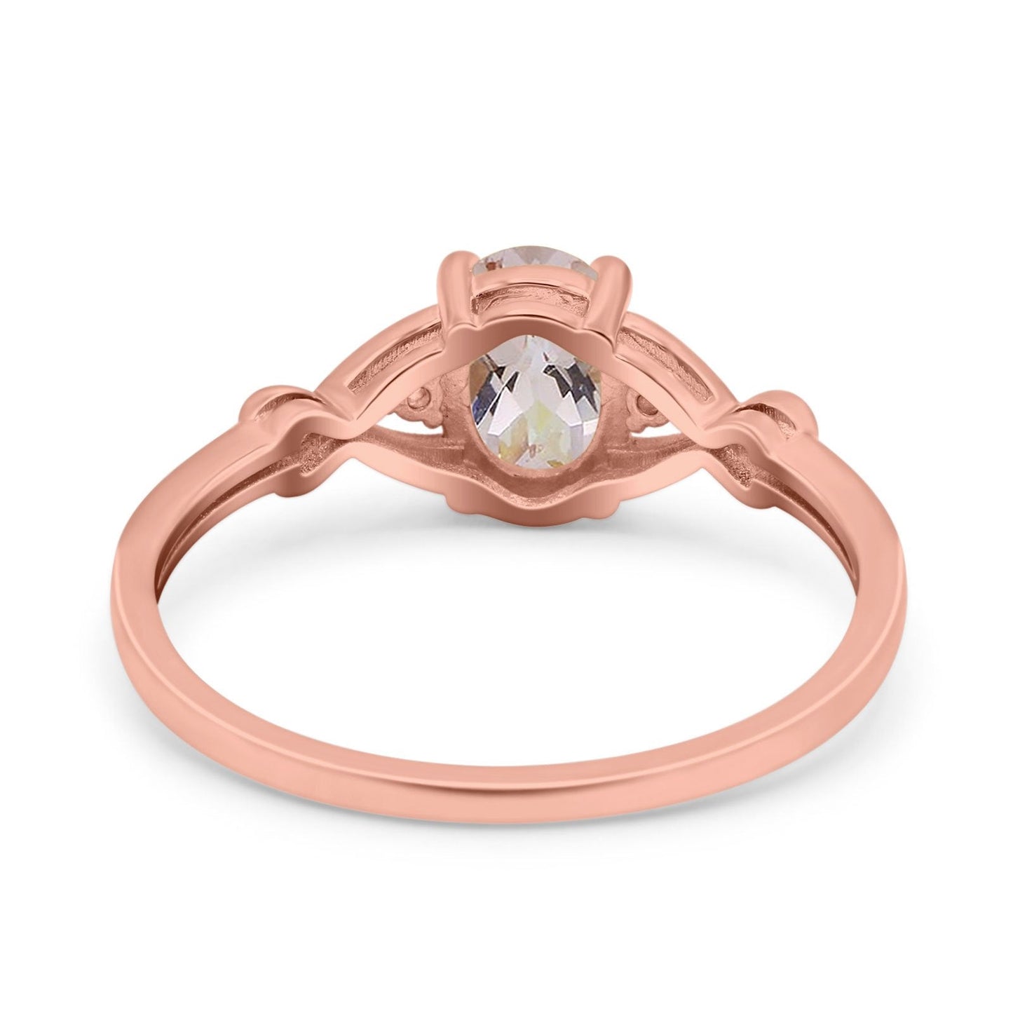 14K Rose Gold 1.24ct Oval Filigree Infinity 8mmx6mm G SI Natural Morganite Diamond Engagement Wedding Ring Size 6.5